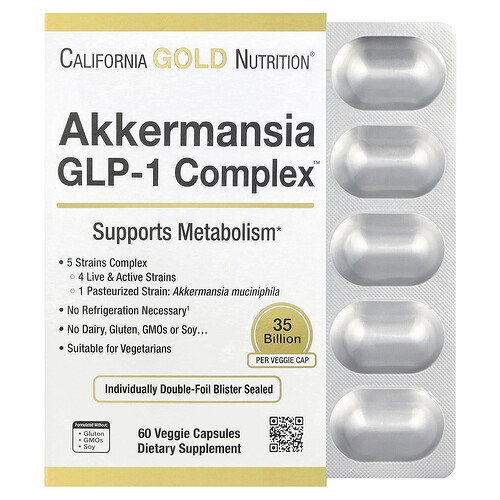 California Gold Nutrition Akkermansia Probiotics Glp 1 Complex 60 Veggie Capsules product image