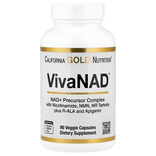 California Gold Nutrition Vivanad Nad Complex With Nmn Nr Tartrate 90 Veggie Capsules product image