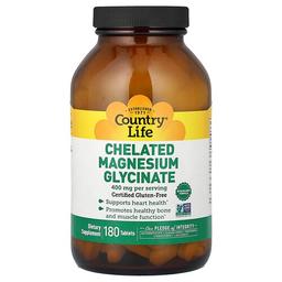 Country Life Chelated Magnesium Glycinate 180 Tablets 133 Mg Per Tablet