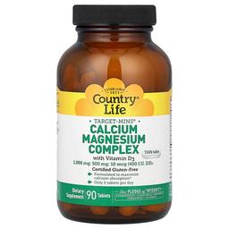 Country Life Target Mins Calcium Magnesium Complex With Vitamin D3 90 Tablets