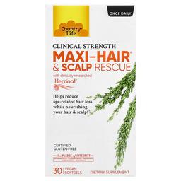 Country Life Maxi Hair Scalp Rescue Clinical Strength 30 Vegan Softgels