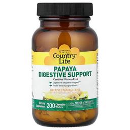 Country Life Papaya Digestive Support Pineapple Papaya 200 Chewable Wafers