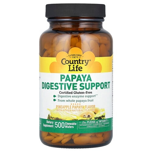 Country Life Papaya Digestive Support Pineapple Papaya 500 Chewable Wafers product image