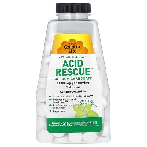 Country Life Acid Rescue Calcium Carbonate Mint 220 Chewable Tablets product image