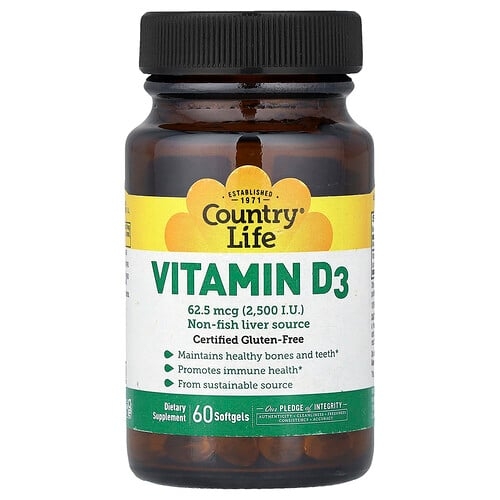 Country Life Vitamin D3 62 5 Mcg 2 500 Iu 60 Softgels product image