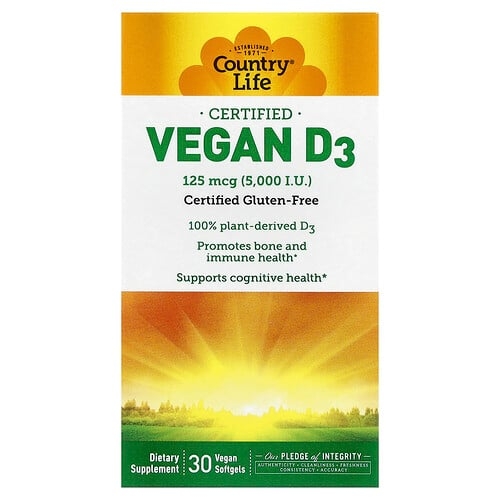Country Life Certified Vegan D3 125 Mcg 5 000 Iu 30 Vegan Softgels product image