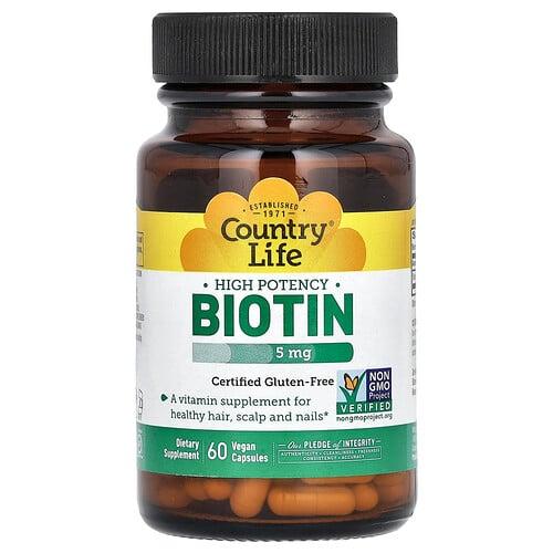 Country Life High Potency Biotin 5 Mg 60 Vegan Capsules product image