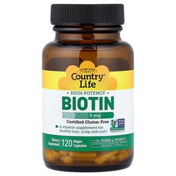 Country Life Biotin High Potency 5 Mg 120 Vegan Capsules