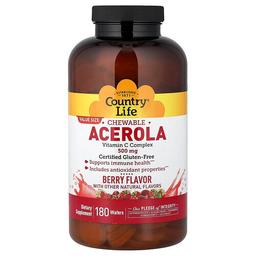 Country Life Chewable Acerola Vitamin C Complex Berry 180 Wafers
