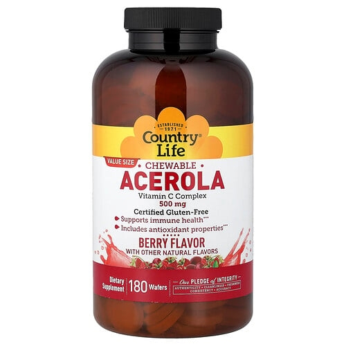 Country Life Chewable Acerola Vitamin C Complex Berry 180 Wafers product image