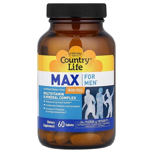 Country Life Max For Men Multivitamin Mineral Complex Iron Free 60 Tablets product image