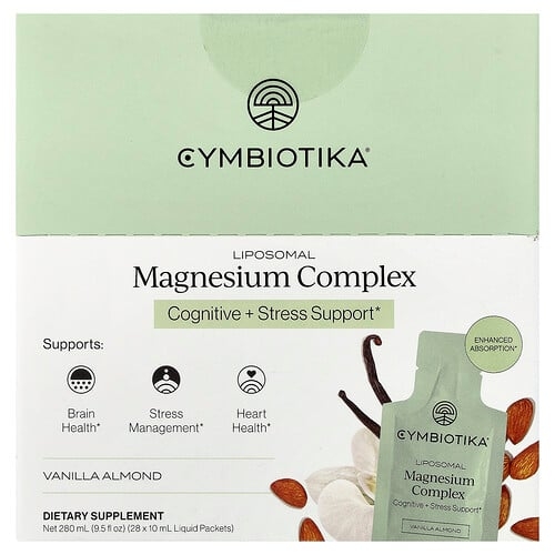 Cymbiotika Liposomal Magnesium Complex Vanilla Almond 28 Liquid Packets 0 3 Fl Oz 10 Ml Each product image