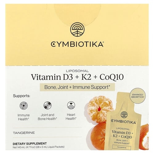 Cymbiotika Liposomal Vitamin D3 K2 Coq10 Tangerine 28 Liquid Packets 0 17 Fl Oz 5 Ml Each product image