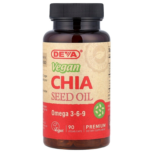 Deva Premium Vegan Chia Seed Oil 90 Vegan Caps 500 Mg Per Capsule product image
