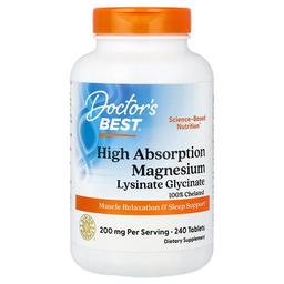 Doctor S Best High Absorption Magnesium Lysinate Glycinate Chelated Albion Traacs 240 Tablets 100 Mg Per Tablet