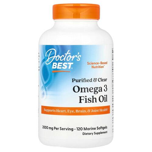 Doctor S Best Purified Clear Omega 3 Fish Oil 120 Marine Softgels 1 000 Mg Per Softgel product image
