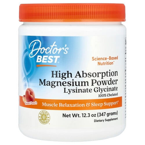Doctor S Best High Absorption Magnesium Powder Sweet Peach 12 3 Oz 347 G product image