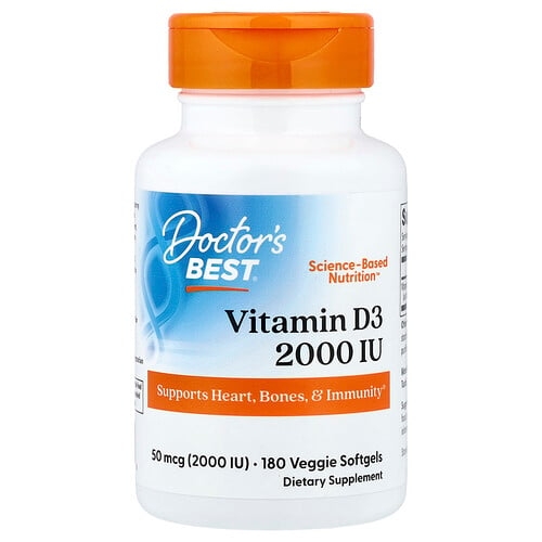 Doctor S Best Vitamin D3 50 Mcg 2 000 Iu 180 Veggie Softgels product image