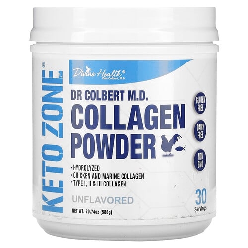 Divine Health Dr Colbert S Keto Zone Collagen Powder Unflavored 20 74 Oz 588 G product image