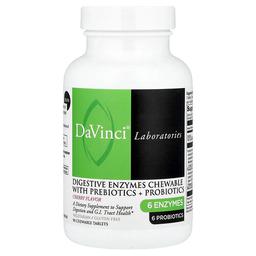Davinci Laboratories Digestive Enzymes Chewable With Prebiotics Probiotics Cherry 90 Chewable Tablets