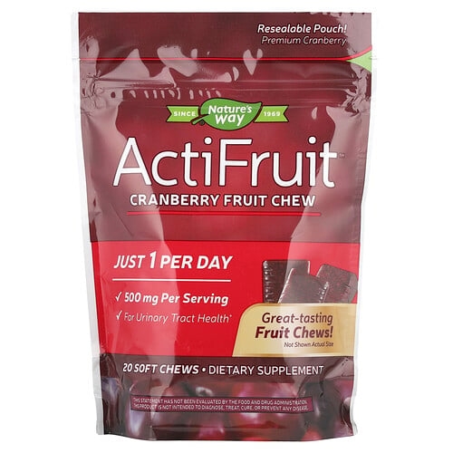 Nature S Way Actifruit Cranberry Fruit Chew 500 Mg 20 Soft Chews product image
