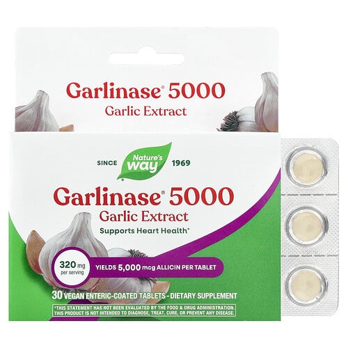 Nature S Way Garlinase 5000 Garlic Extract 320 Mg 30 Vegan Enteric Coated Tablets product image