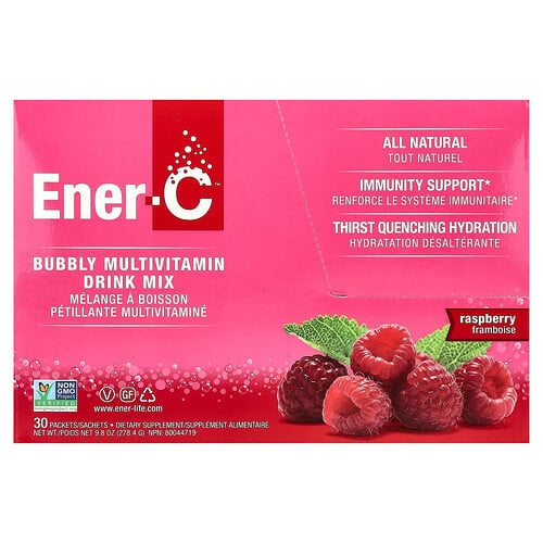 Ener C Bubbly Multivitamin Drink Mix Raspberry 30 Packets 0 3 Oz 9 28 G Each product image