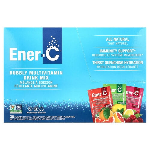 Ener C Bubbly Multi Vitamin Drink Mix Variety Pack 1 000 Mg 30 Packets 9 9 Oz 282 9 G product image