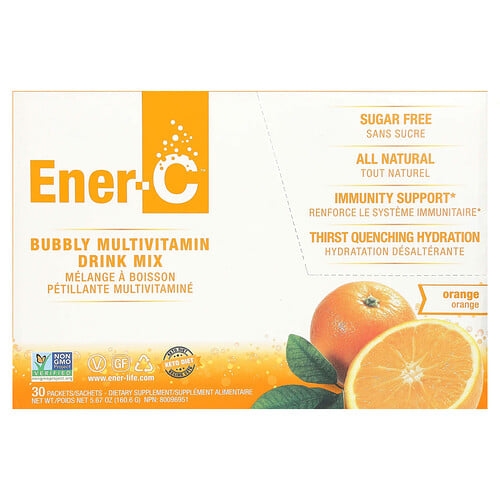 Ener C Bubbly Multivitamin Drink Mix Sugar Free Orange 1 000 Mg 30 Packets 0 2 Oz 5 35 G Each product image
