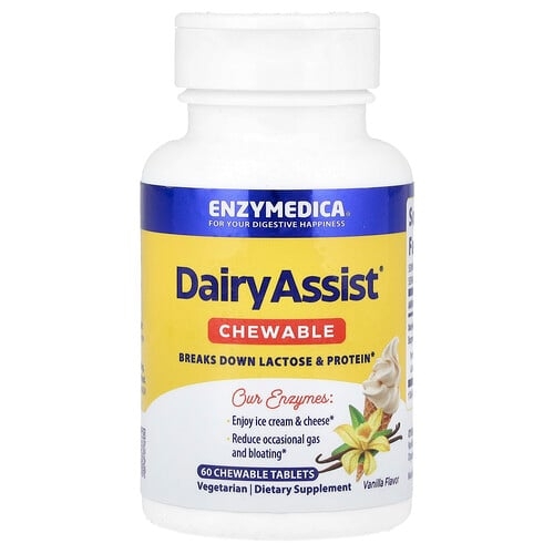 Enzymedica Dairyassist Chewable Vanilla 60 Chewable Tablets product image