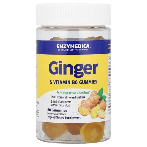 Enzymedica Ginger Vitamin B6 Gummies Lemon Ginger 60 Gummies product image