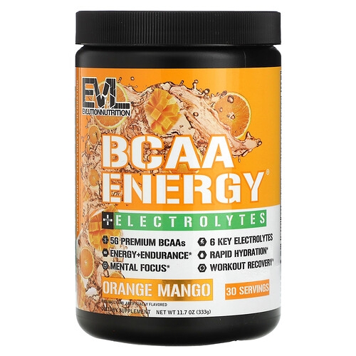 Evlution Nutrition Bcaa Energy Plus Electrolytes Orange Mango 11 7 Oz 333 G product image