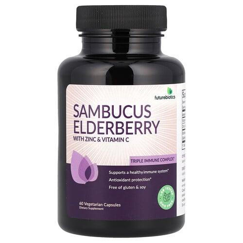 Futurebiotics Sambucus Elderberry With Zinc Vitamin C 60 Vegetarian Capsules product image
