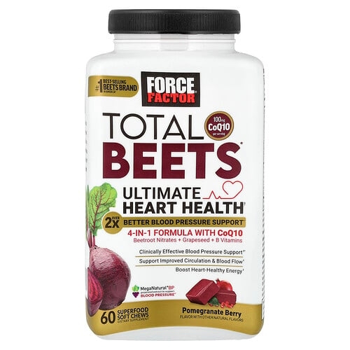 Force Factor Total Beets With Coq10 Ultimate Heart Health Pomegranate Berry 60 Superfood Soft Chews product image