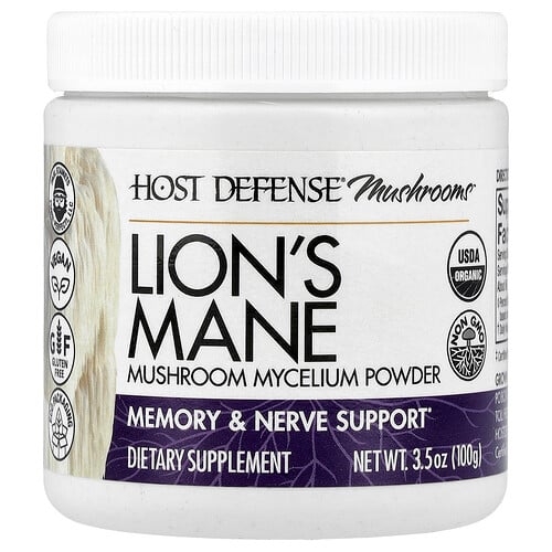 Host Defense Host Defense Mushrooms Lion S Mane Mushroom Mycelium Powder 3 5 Oz 100 G product image