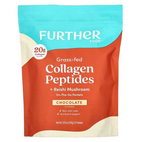 Further Food Grass Fed Collagen Peptides Reishi Mushroom Chocolate 12 Packets 0 81 Oz 23 G Each product image