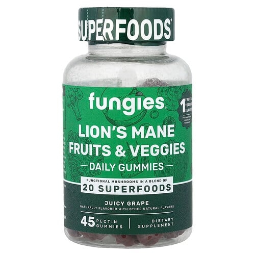 Fungies Lion S Mane Fruit Veggies Daily Gummies Juicy Grape 45 Pectin Gummies product image