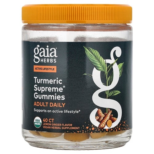 Gaia Herbs Turmeric Supreme Adult Daily Gummies Lemon Ginger 40 Gummies product image