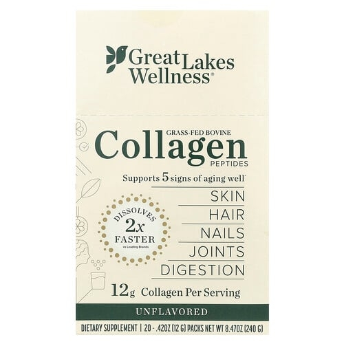 Great Lakes Wellness Grass Fed Bovine Collagen Peptides Unflavored 20 Packs 0 42 Oz 12 G Each product image