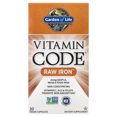 Garden Of Life Vitamin Code Raw Iron 30 Vegan Capsules product image