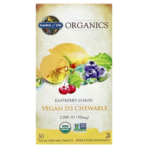 Garden Of Life Organics Vegan D3 Chewable Raspberry Lemon 30 Vegan Chewable Tablets product image