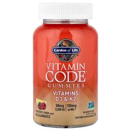 Garden Of Life Vitamin Code Gummies Vitamins D3 K2 Raspberry Lemon 45 Gummies