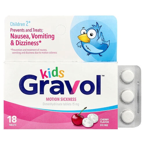 Gravol Kids Motion Sickness Children 2 Cherry 15 Mg 18 Tablets product image