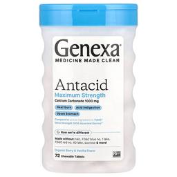 Genexa Antacid Maximum Strength Organic Berry Vanilla 1 000 Mg 72 Chewable Tablets