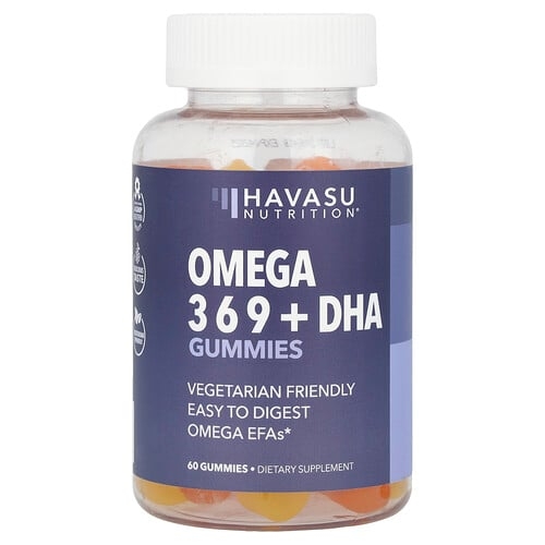 Havasu Nutrition Omega 3 6 9 Dha Gummies Natural Lemon Orange 60 Gummies product image