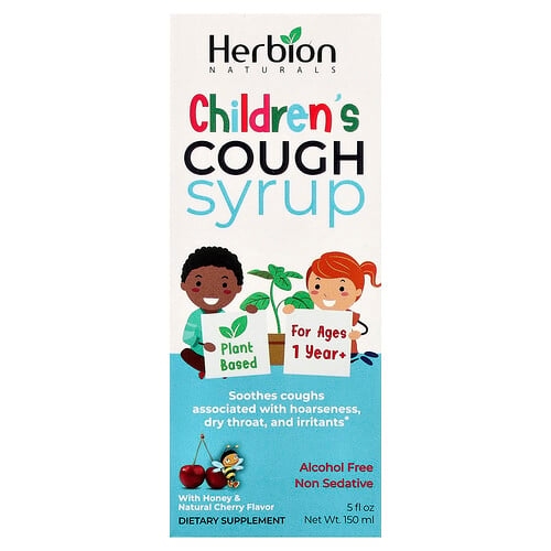 Herbion Naturals Children S Cough Syrup Alcohol Free With Honey Natural Cherry 5 Fl Oz 150 Ml product image