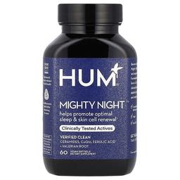 Hum Nutrition Mighty Night Ceramides Coq10 Ferulic Acid Valerian Root 60 Vegan Softgels