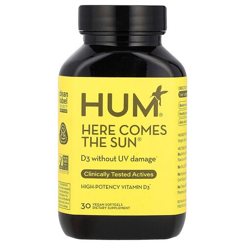 Hum Nutrition Here Comes The Sun High Potency Vitamin D3 30 Vegan Softgels 50 Mcg Per Softgel product image