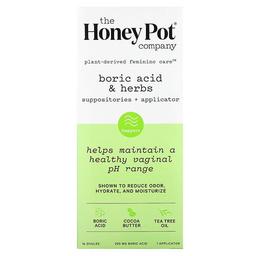 The Honey Pot Company Boric Acid Herbs Suppositories Applicator 290 Mg 14 Ovules 1 Applicator