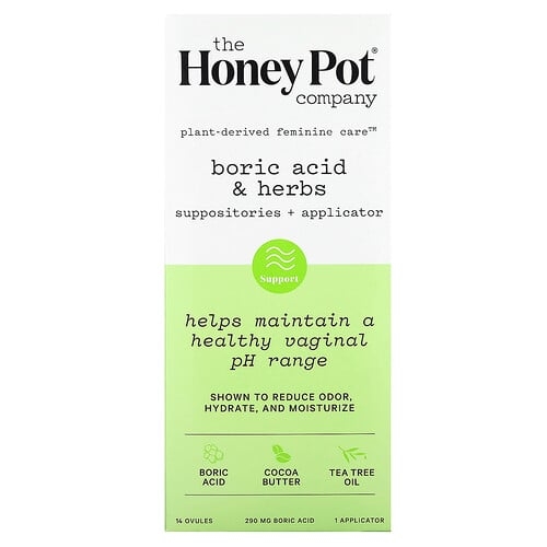 The Honey Pot Company Boric Acid Herbs Suppositories Applicator 290 Mg 14 Ovules 1 Applicator product image